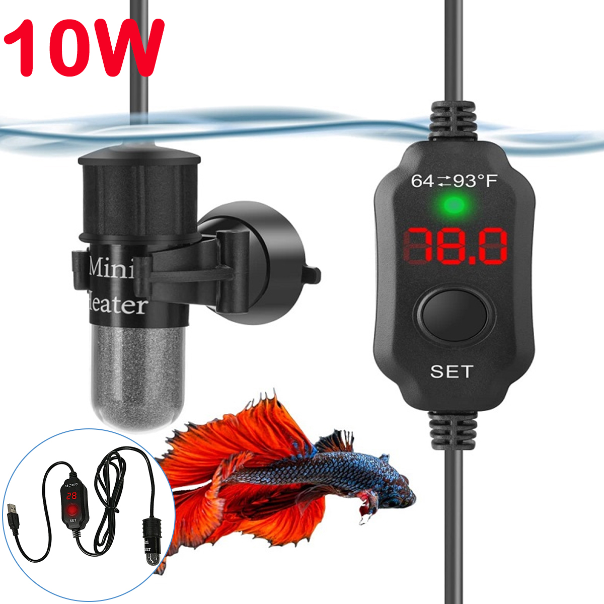 Fish Tank Heater - Haste aquecedora de aquário ajustável de